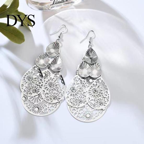 Hängende Ohrringe 1 Paar Haken Übertrieben Retro Geometrisch Elegant Hohl Hängende Blumen Wassertropfen Anhänger Damen Mode Schmuck Damen