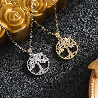 Elegant Rhinestone Lucky Tree Necklace for Women - Clavicle Chain Jewelry