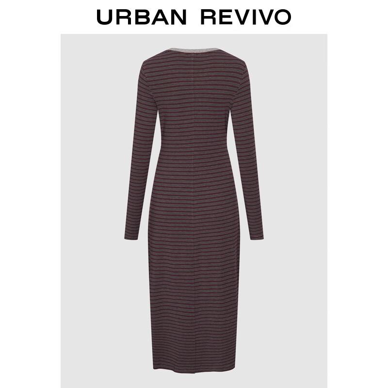 

UR 2025 Осеннее платье с цветными блоками и полосками, с завязками L