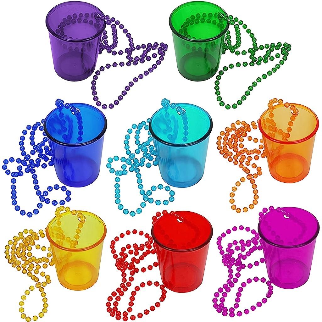 12 pezzi, Collana a catena di perline trasparente con coppa perfetta per feste di addio al celibato, festival della birra, Mardi Gras, bicchiere da vino in plastica per forniture e bomboniere per feste