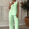 Damen Lässiges V-Ausschnitt Pullover-Weste und Hosen-Set