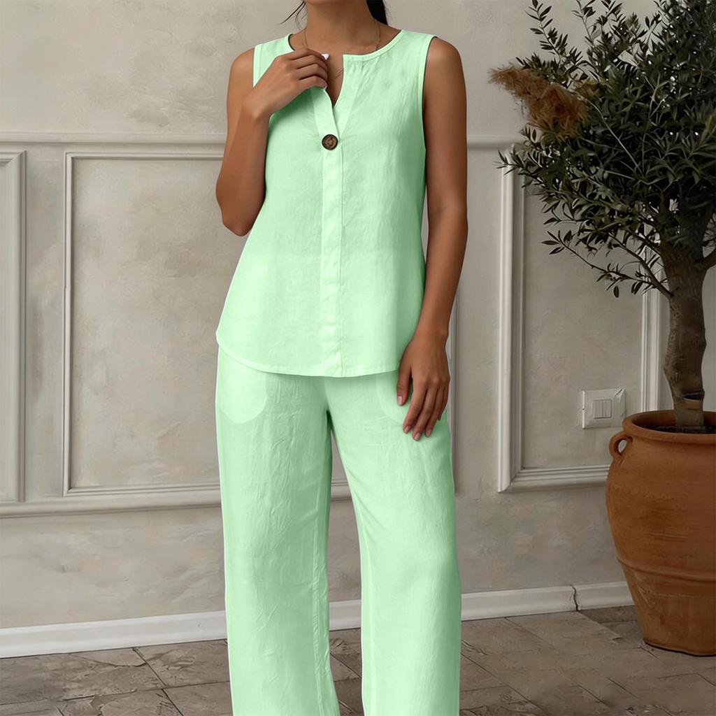 Damen Lässiges V-Ausschnitt Pullover-Weste und Hosen-Set