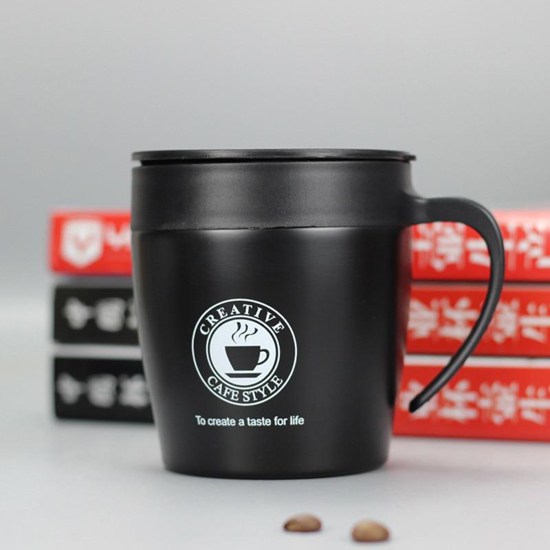 Tazza Termica da Caffè 380ml Acciaio Inossidabile Borraccia Termica con Manico Coperchio e Cucchiaino