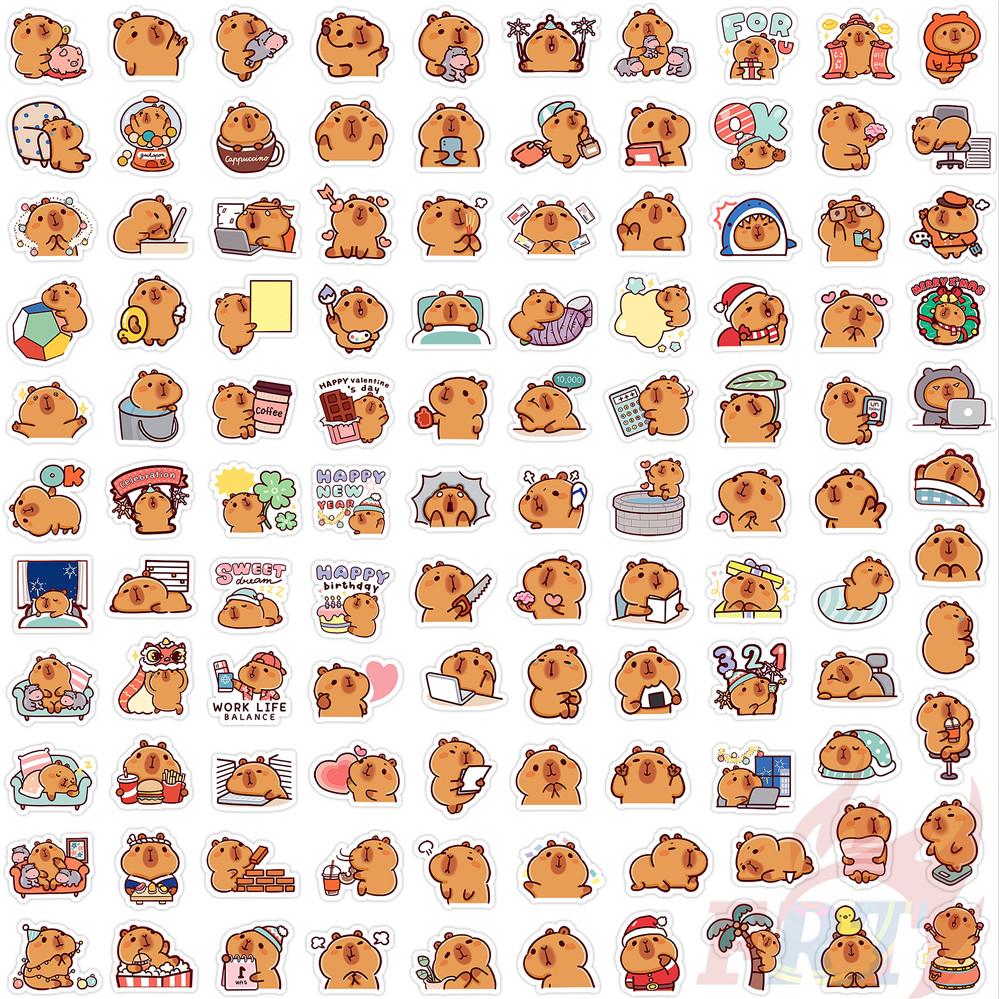 125Pcs/Set Capybara Q-3 Mini Diary Manual Stickers DIY Scrapbooks Album Decor Decals Stickers