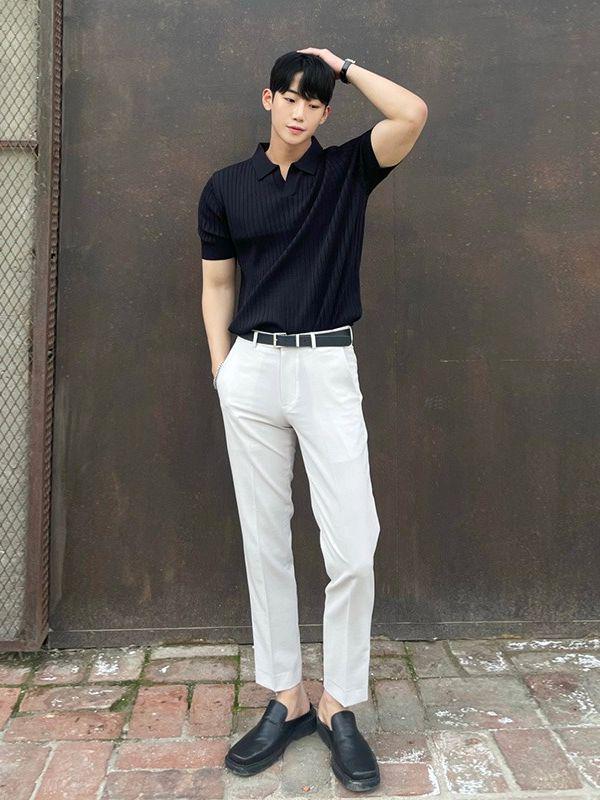 Men's Trendy Japanese-Style Polo – Summer Lapel Knit Solid-Color Short-Sleeved T-Shirt
