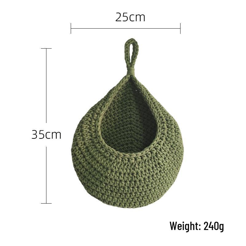 Handmade Cotton Rope Crochet Fruit Net Bag - Woven Kitchen Storage, Bird's Nest & Water Drop Design