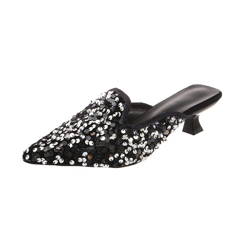 Baotou Half-slipper Women's Summer Sequined Shoes Elegant Fairy Casual Women's Cool Slippers