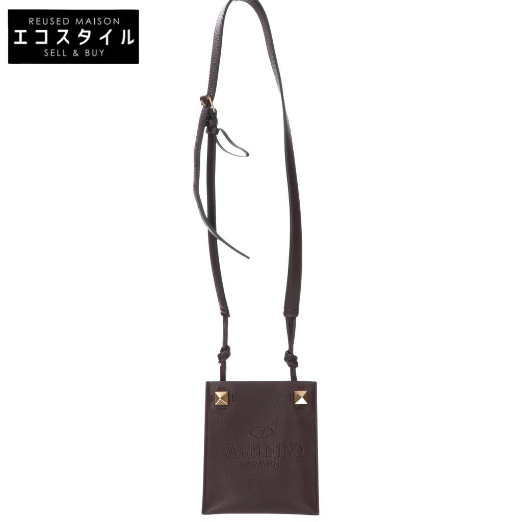 Valentino Garavani [Excellent Condition] VY0P0T06ZBT Leather Studs Mini Shoulder bag BrownUsed