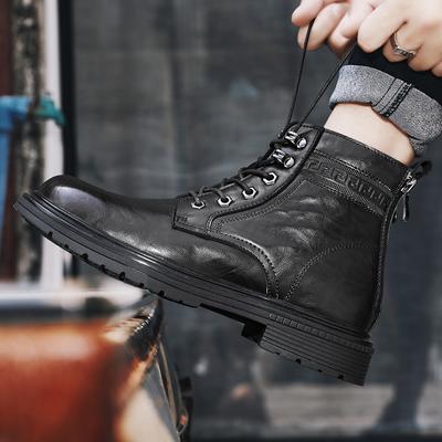 Fashion Mens Sneakers Genuine Leather Men Zip Lace-up Boots Male Comfortable High Top Shoe Classic Men Desert Boots