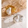 Yhpup Größe 7.5 Vintage Barock Imitierte Perlen Verstellbarer Ring Neuheiten Edelstahl Schicker Charme Schmuck Großhandel Bijoux