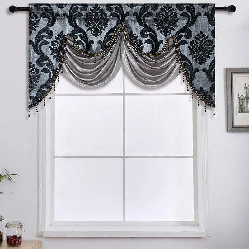 51,9x29,5 Zoll Europäischer Stil Quaste Floral Fenster-Abschlussleiste Luxus Kurzer Vorhang Kopf Vorhang für Wohnzimmerfenster