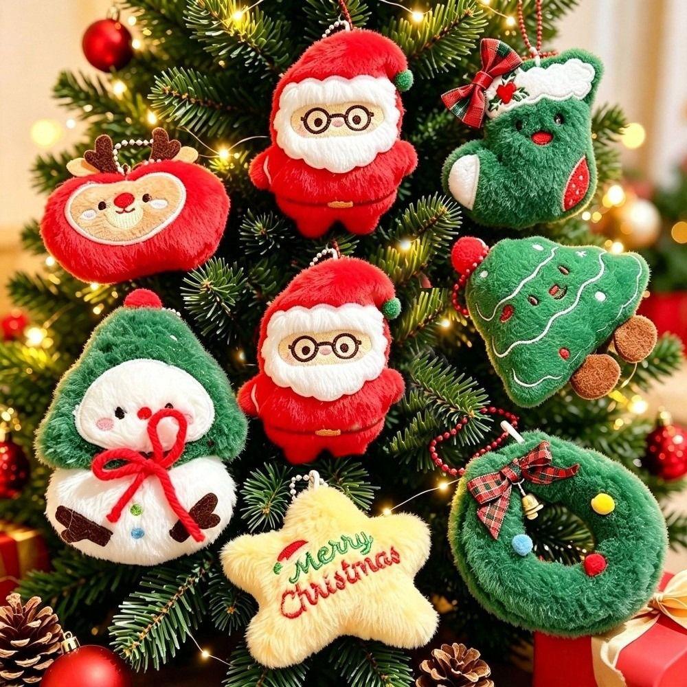 Snowman Christmas Tree Pendant Tree Plush Santa Keychain Christmas Keychain Christmas Party