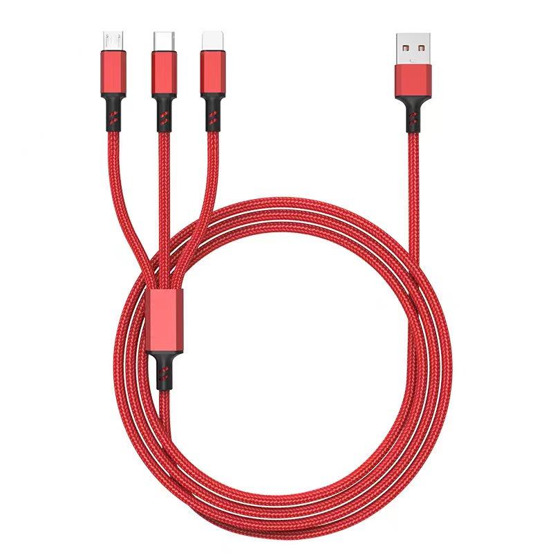 Universal 3-in-1 Fast Charging Cable: Compatible with Apple, Android, and Type-C Devices