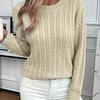 Round Neck, Fried Dough Twists Thickened Knitwear, Female, Autumn and Winter 2025 New Style, Knitwear, Solid Color Top, Base Sweater