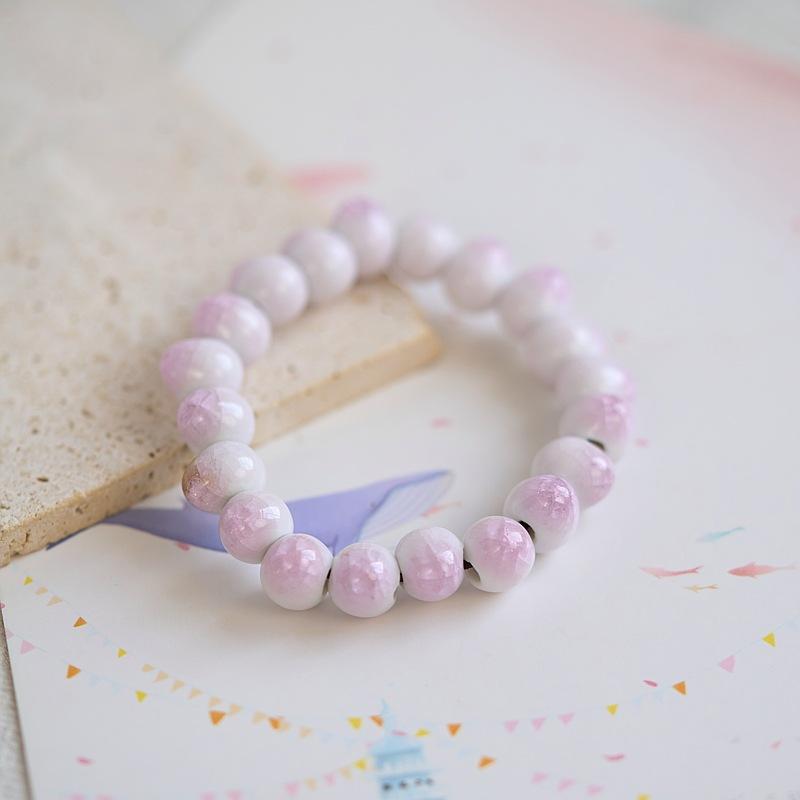 Jingdezhen ceramic bracelet batch goods, national style girls small fresh pink flower bracelet, versatile new Chinese bracelet.