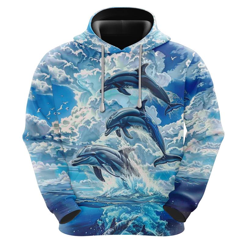 

Худи College DolDave 3D для мужчин и женщин, графическая толстовка с океаническим животным, взрослый пуловер, хипстерская уличная одежда, мода 2025 S