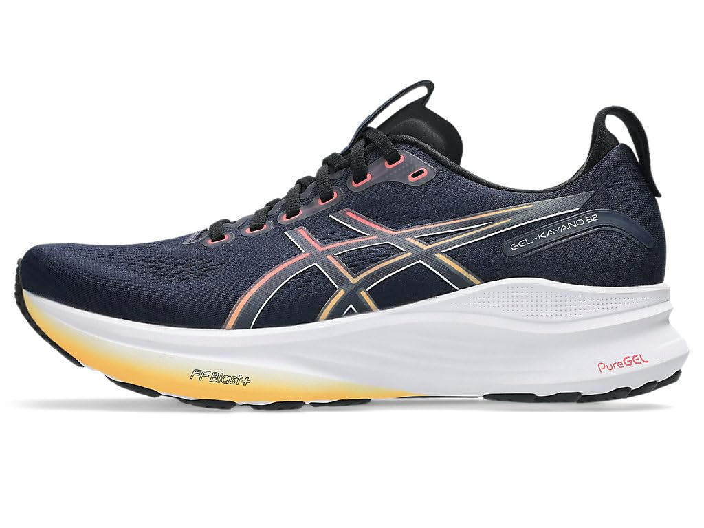 ASICS 32 Wide Running Navy and Size Comfort and GEL-KAYANO Shoes, Black, 26.0, Men's, 1011C051.400. Stability.