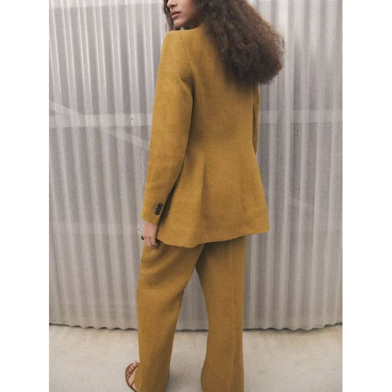 Early Autumn New Arrival Linen Blend Straight-leg High-Waisted Trousers 2753031 Double Breasted Suit Outwear 2753231