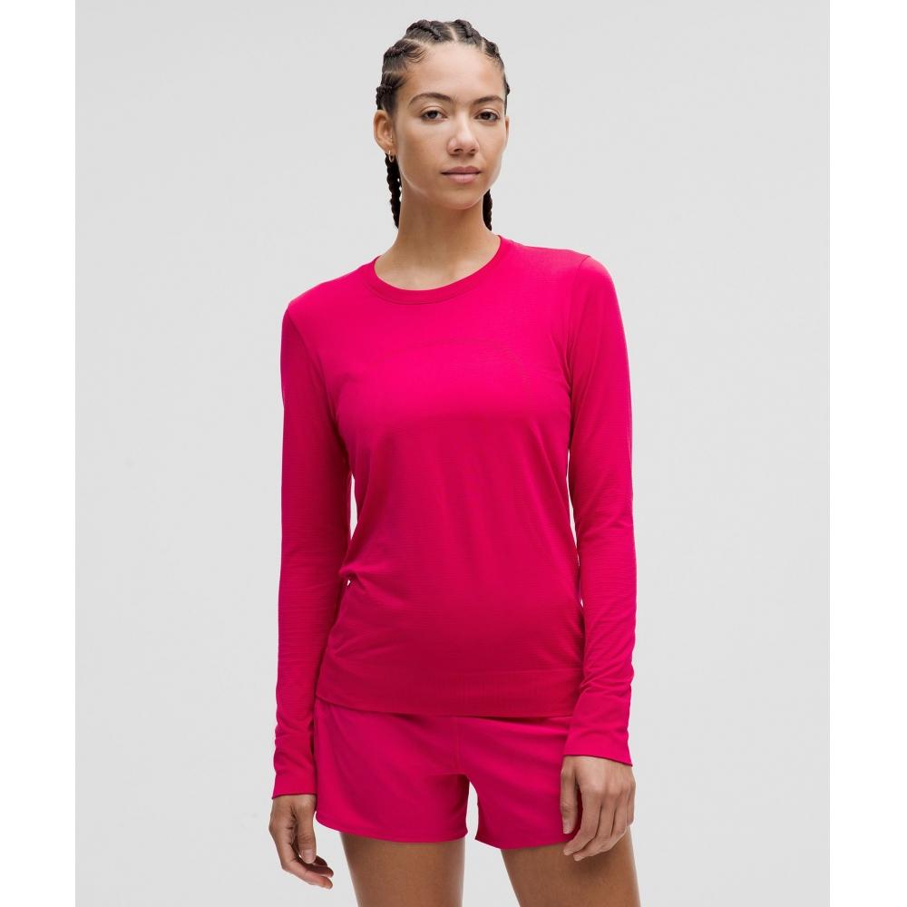 

Lululemon Swiftly Relaxed Long Sleeve Shirt Hip Length Passionate Passionate 8