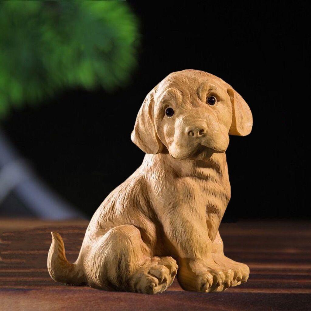 

Animal Dog Figurine Handheld Carved Craft Decor Ornament One Size