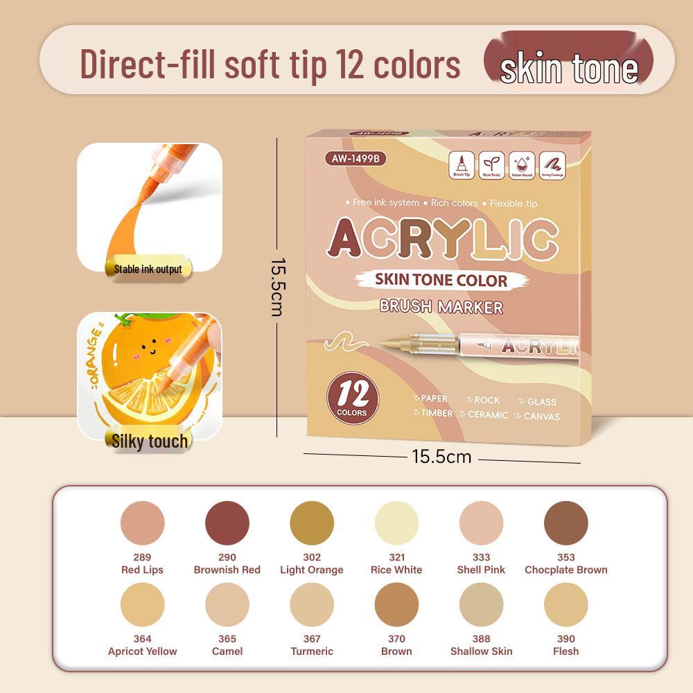 Weiche Acryl-Marker Stifte Set für Anime Hauttöne und Macaron Farben - Ideal für Kunstprojekte von Grundschülern