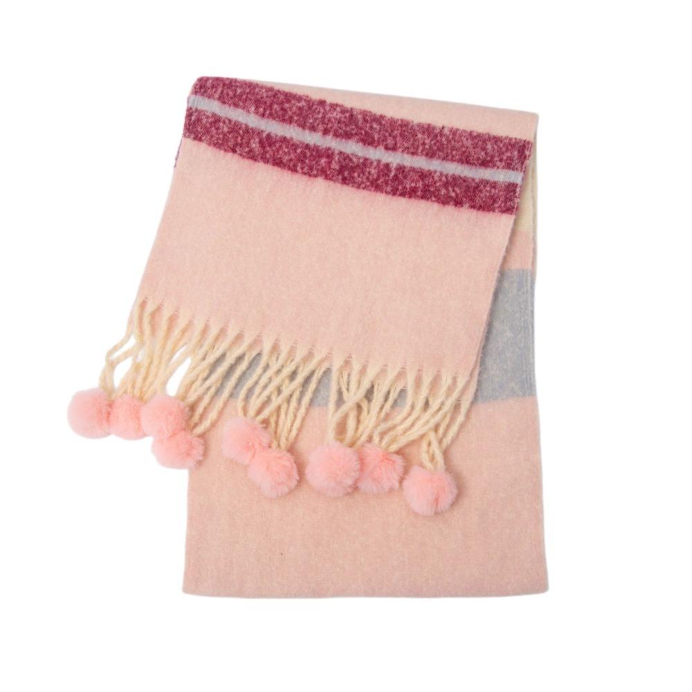 Mohair Rainbow Tassel Shawl Loop Yarn Winter Cashmere Scarves Retro Warm Wraps Women/Men