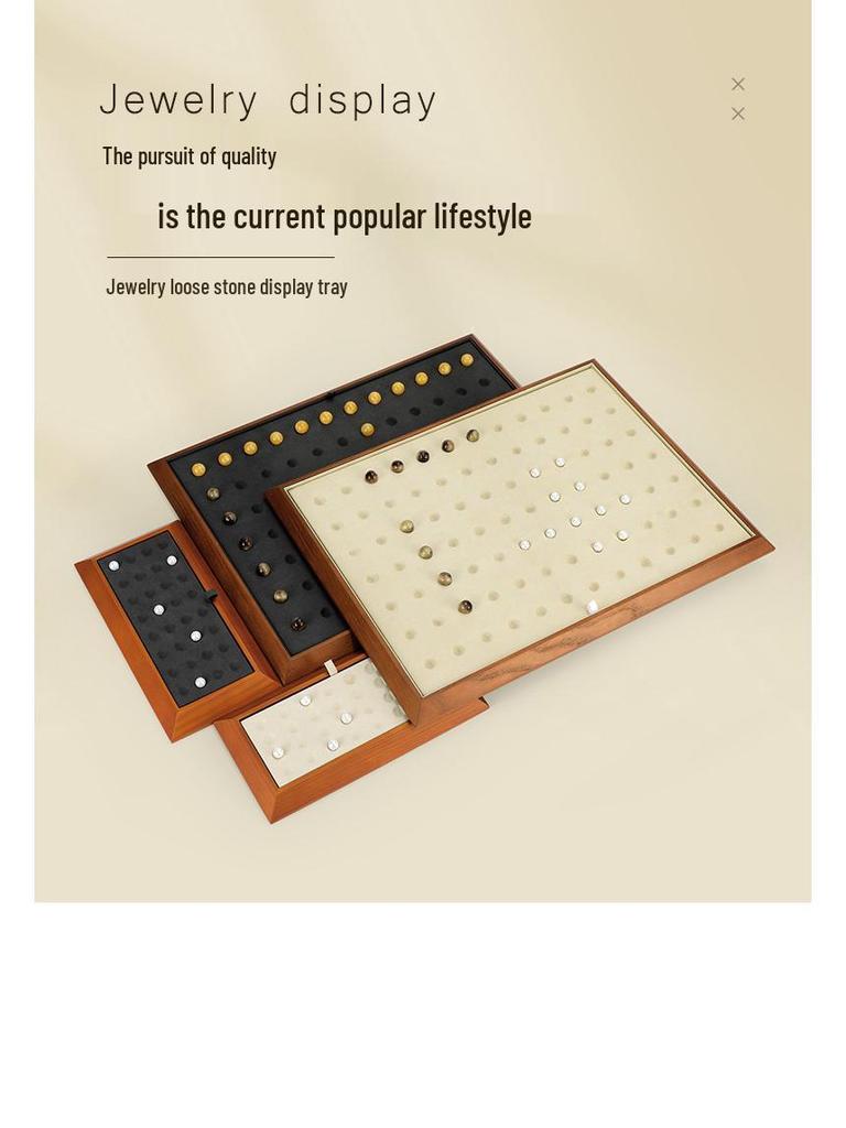 Ya Yu Holz Edelstein Präsentations- und Aufbewahrungstablett für Schmuck und Perlen