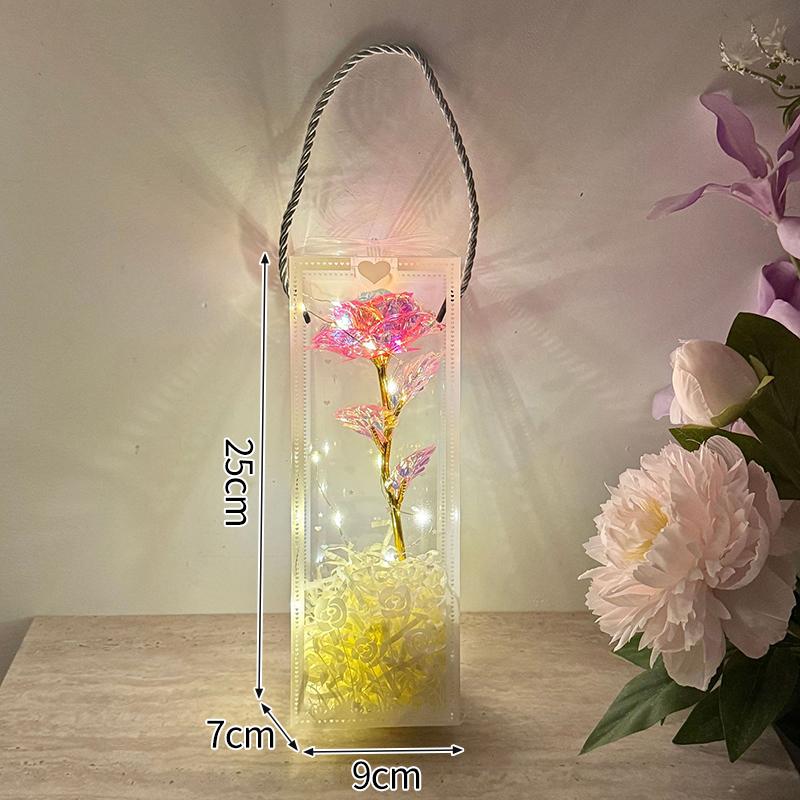 Eternal Flower Galaxy Rose Gift Items Artificial Flowers In Transparent Dome Valentine'S Day Present Vivid Foil Rose Desktop Ornament