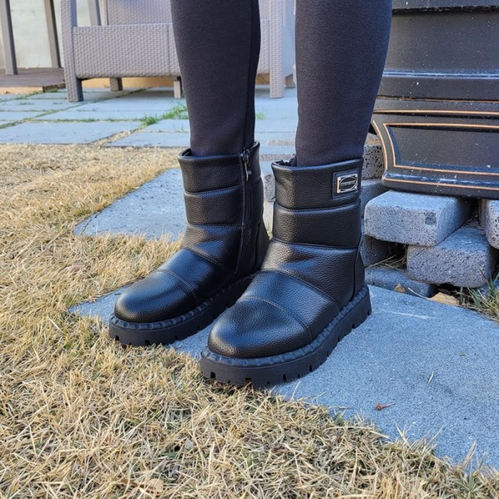 Superkamiwt Damen Winter Warme Leder Bequeme Kurze Walker Stiefel