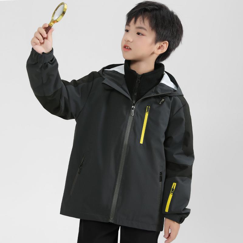 Kinder 2024 3-in-1 Winddichte Wasserdichte Jacke: Jungen- & Mädchen- Abnehmbare Herbst/Winter-Oberbekleidung