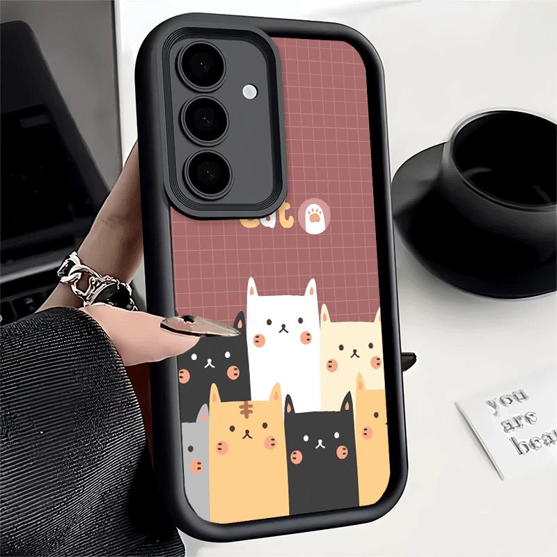 Cartoon Cute Cats Theme Soft Phone Case for Samsung Galaxy S26 Ultra S25 Edge S24 S23 S22 Plus S21 S20 FE 5G Shell Silicone Fund