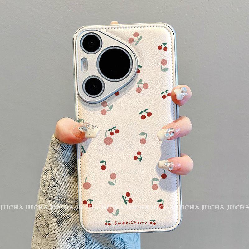 Suitable for Huawei Pura70 Mobile Phone Case, High-end Niche HUAWEIp60pro New P50 Case, Red Cherry.