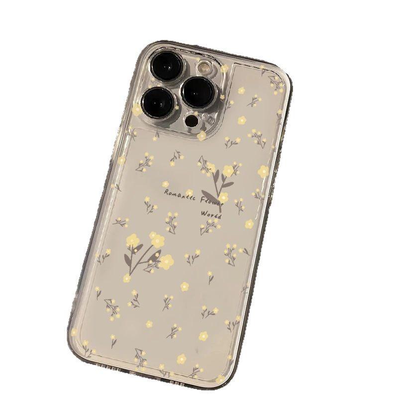 Full screen yellow floral iPhone17Promax mobile phone case is small and fresh, suitable for Apple 16promax space case.