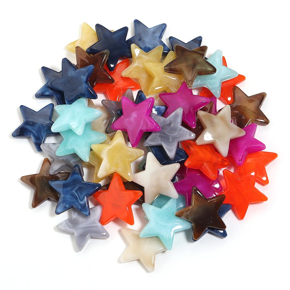 50pcs/lot 21mm Acrylic Star Beads Colorful Pentagram Cloud Loose Spacer Beads for Jewelry Making DIY Necklace Bracelets Keychain