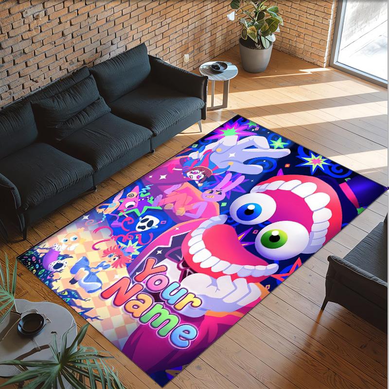 Personalized Crystal Velvet Carpet Custom Name Text,The Amazing Digital Circus Anti Slip Area Rug For Home Decoration