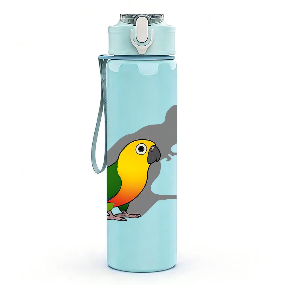 1PC Parrot Bird Pattern 750ml Color Plastic Sports Water Bottle Leakproof Flip Straw Lid Suitable for Sports Office Home Use