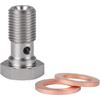 M10x1.0 Metric Stainless Steel Single Banjo Bolt Brake Fitting Adapter 20mm Long with Copper Washers