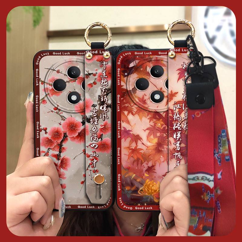 Elderly Lady Kickstand Phone Case For OPPO Reno12F 5G Ring Anti-knock Dirt-resistant Soft Case Wristband Protective