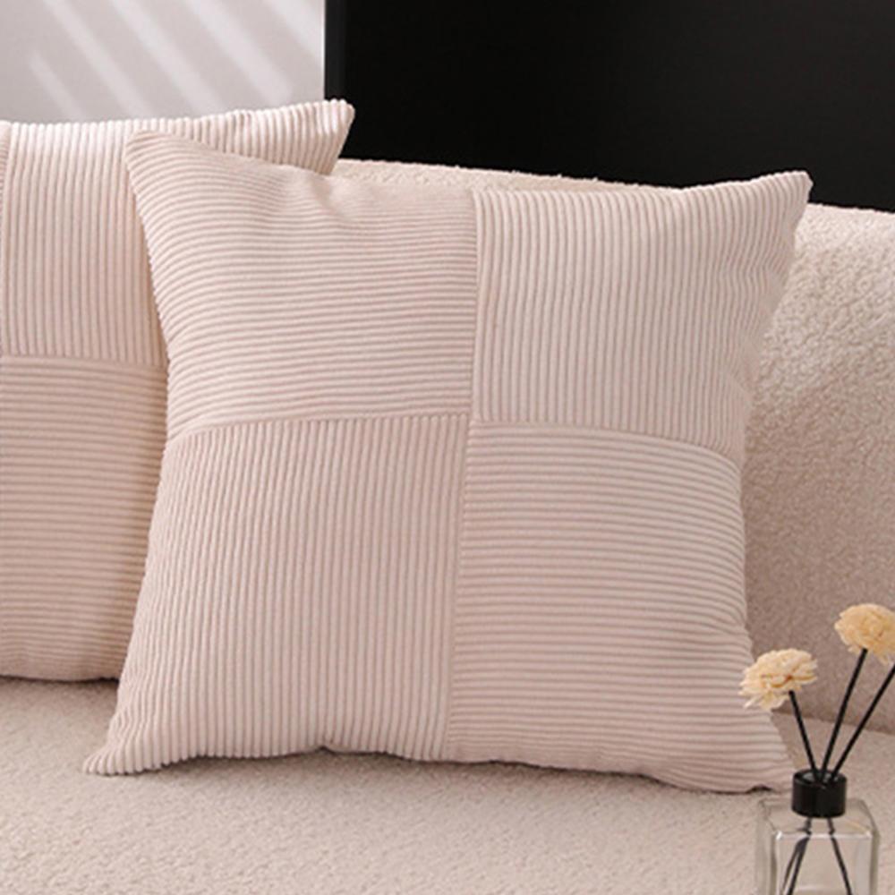 

Corduroy Striped Square Cushion Covers Simple Solid Color Pillowcase Cross Patchwork Textured Cushion Case Sofa Home Decor бежевый
