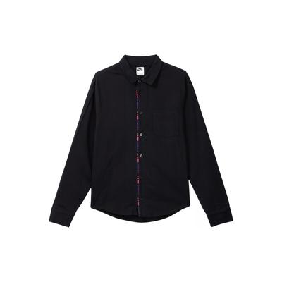 SB Flannel Solid Color Long Sleeve Shirt Unisex Tops Black DH2661-010