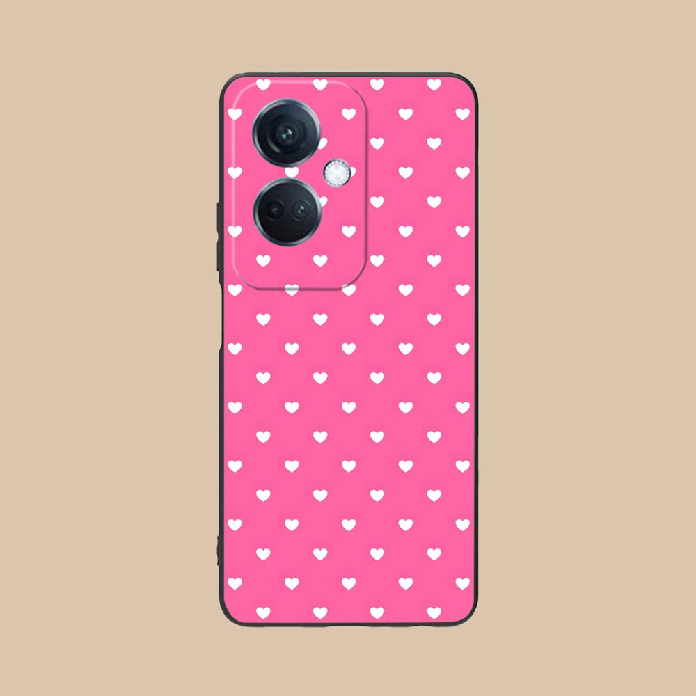 Pink Point Heart Mobile Phone Case for OPPO Reno 14 13 12 11 10 9 8 7 6 5 F T Pro 5G Colorful Printing Cover Cover Pretty