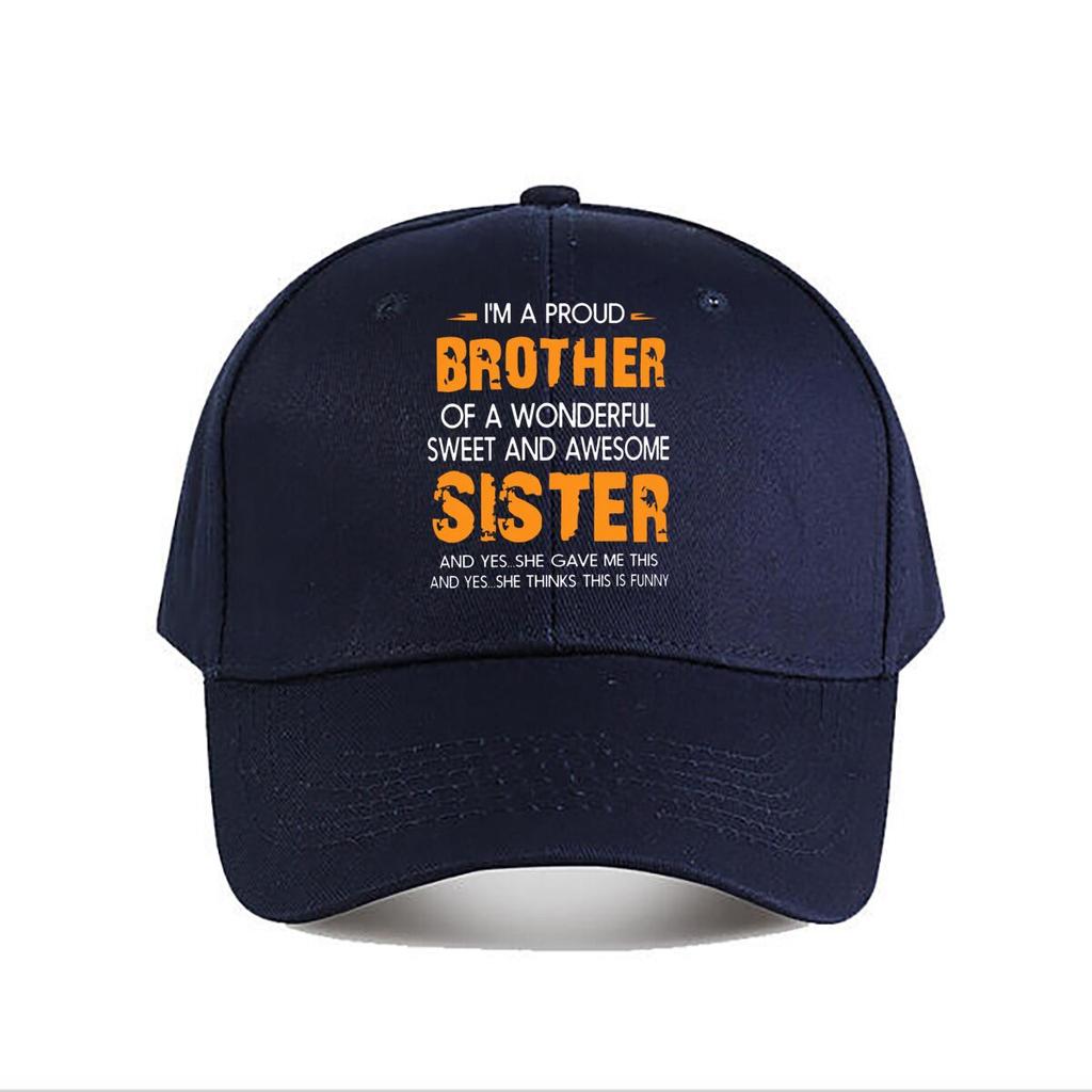 Brother Sister Bold Orange Typography Graphic Baseball Cap Fashion Unisex Sunhat Womens Outdoor Sports