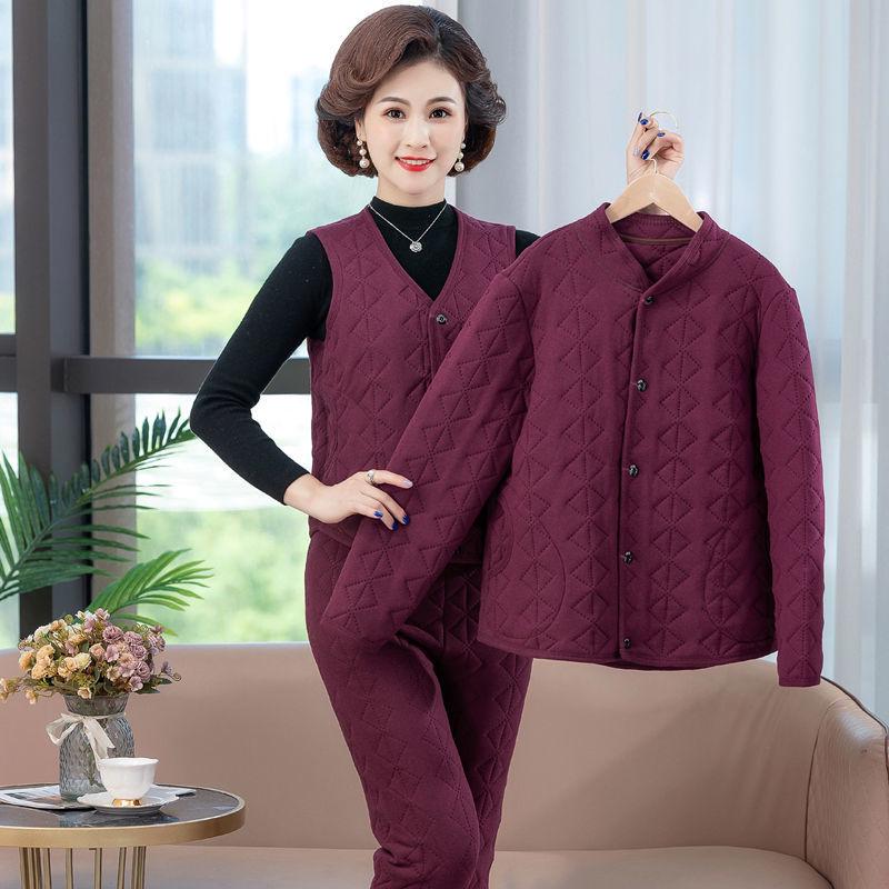 

Женский зимний комплект из 3 предметов: Пальто и верхняя одежда из шелкового хлопка для среднего возраста XL for 85-105 kg