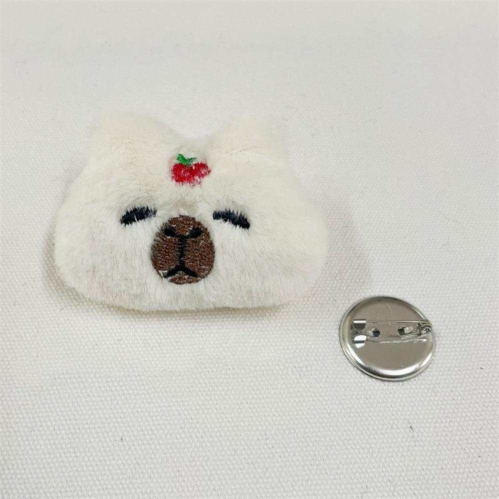 Creative Plush Capybara Brooch Orange Plush Badge Pin Exquisite Plush Capybara Pin  Party