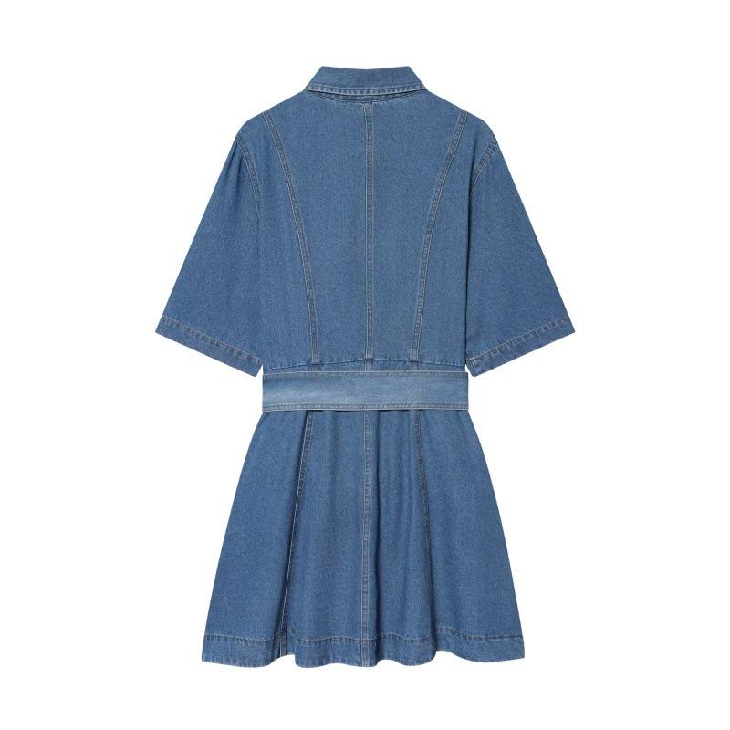 Handmade European & American Style Denim Shirt Dress - Women's 
