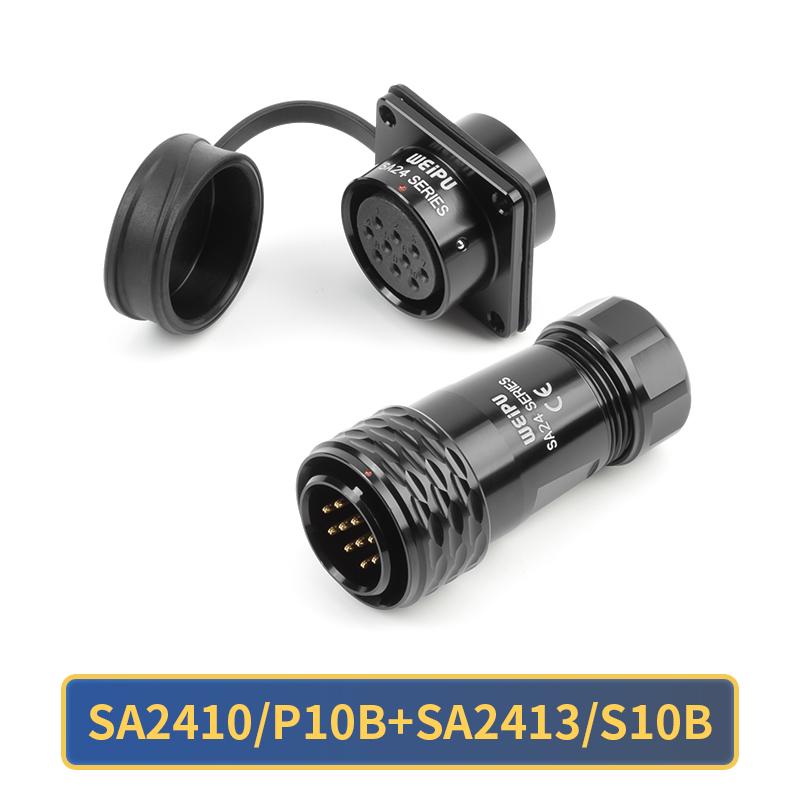 WEIPU SA24 SA2410/P SA2413 IP67 Waterproof Male Plug Female Socket Panel Connector M24 2 3 4 9 10 12 12B 19 Pin Soldering M24