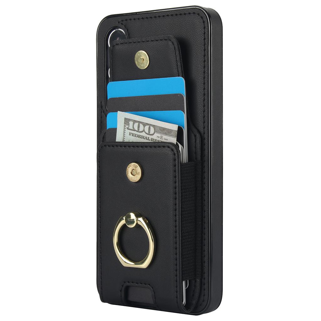 For Samsung Galaxy S24+ Case Drop-proof PU Leather+TPU Kickstand Smart Phone Cover