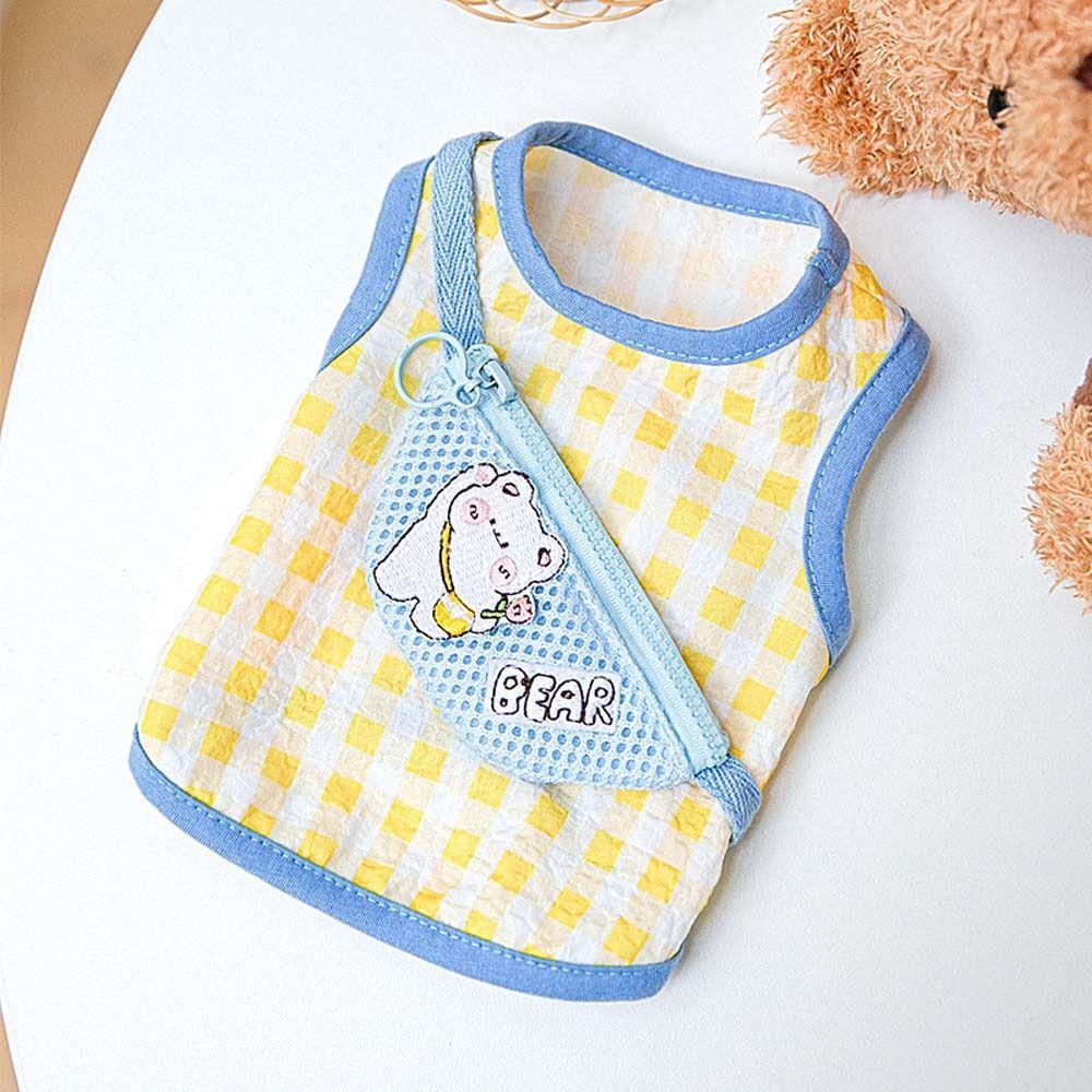 

Summer Vest Shirt Pet Clothing Satchel For Small Dogs Dog Costume Pet Vest Dog Clothes Pet Supplies L-Yellow Plaid