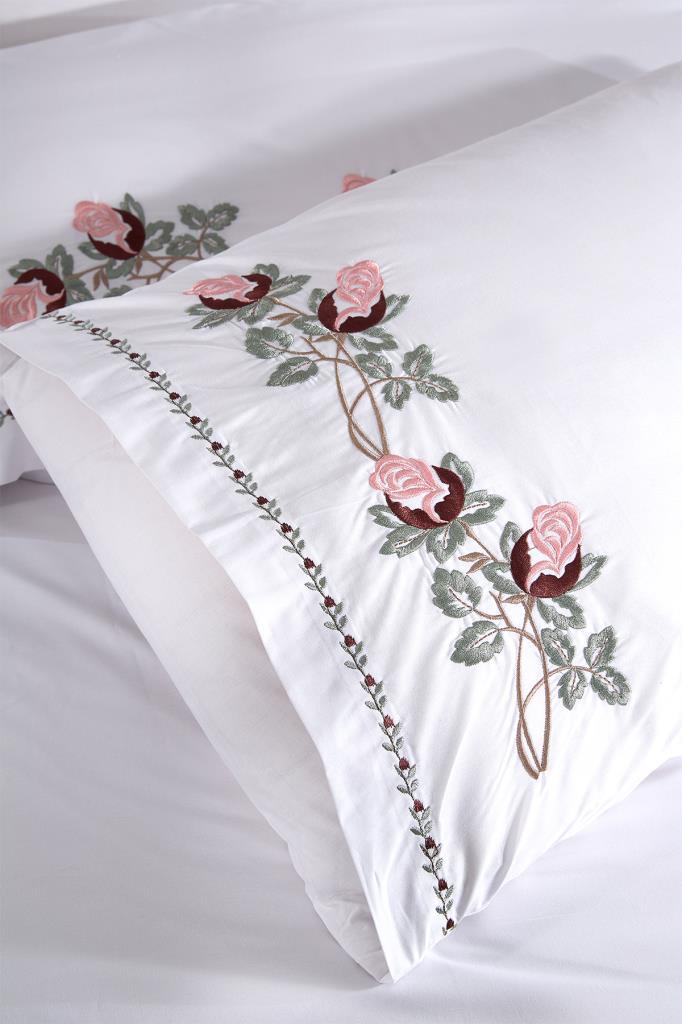 Anita Embroidery King Size Sada povlaků na peřinu 6 ks, Povlak na peřinu 200x220, Prostěradlo 240x260, Double Size, Krémová barva