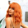Premium Synthetic Women Short Orange Wavy Wig with Bangs Anime Cosplay Costume Wave Curly Wigs Drag Queen Wig Carnival Party